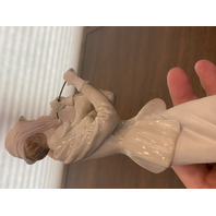 VINTAGE PUCCI Woman With Umbrella Art Sculpture/Figure W/Wood Base SIGNED 11.25"