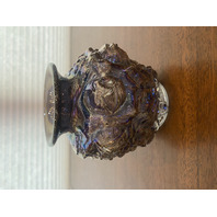 BEAUTIFUL VTG Imperial Glass LA BELLA ROSE Smoke Iridescent Glass Vase 6"H