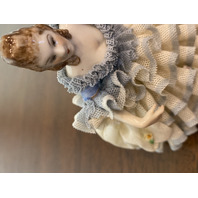 BEAUTIFUL VTG MZ IRELAND DRESDEN Laced Porcelain Elegant Lady Figurine 5.5"H