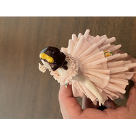 ANTIQUE DRESDEN Laced Porcelain Pink Dress Elegant Lady Figurine 6.25"H GERMANY