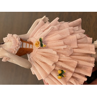 ANTIQUE DRESDEN Laced Porcelain Pink Dress Elegant Lady Figurine 6.25"H GERMANY
