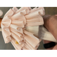 ANTIQUE DRESDEN Laced Porcelain Pink Dress Elegant Lady Figurine 6.25"H GERMANY