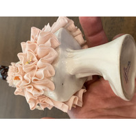 ANTIQUE DRESDEN Laced Porcelain Pink Dress Elegant Lady Figurine 6.25"H GERMANY