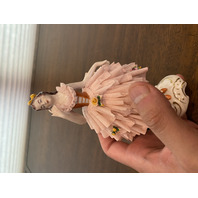ANTIQUE DRESDEN Laced Porcelain Pink Dress Elegant Lady Figurine 6.25"H GERMANY