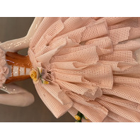 ANTIQUE DRESDEN Laced Porcelain Pink Dress Elegant Lady Figurine 6.25"H GERMANY