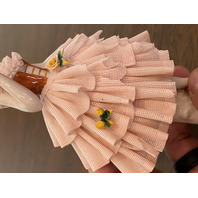 ANTIQUE DRESDEN Laced Porcelain Pink Dress Elegant Lady Figurine 6.25"H GERMANY