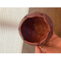 VTG VAN BRIGGLE Mulberry PHILODENDRON Leaf Art Pottery Rose Bowl Vase 4"H SIGNED