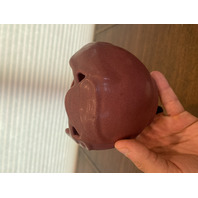 VTG VAN BRIGGLE Mulberry PHILODENDRON Leaf Art Pottery Rose Bowl Vase 4"H SIGNED