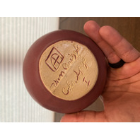 VTG VAN BRIGGLE Mulberry PHILODENDRON Leaf Art Pottery Rose Bowl Vase 4"H SIGNED