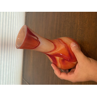 STUNNING VTG CARLO MORETTI? Multicolored Blended Pattern Art Glass Vase 8.75"H