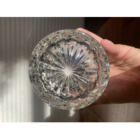 STUNNING VTG Crystal Diamond Pattern HEAVY Lidded Biscuit Jar 6.75"H