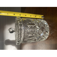 STUNNING VTG Crystal Diamond Pattern HEAVY Lidded Biscuit Jar 6.75"H