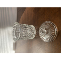 STUNNING VTG Crystal Diamond Pattern HEAVY Lidded Biscuit Jar 6.75"H