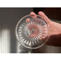 STUNNING VTG Crystal Diamond Pattern HEAVY Lidded Biscuit Jar 6.75"H