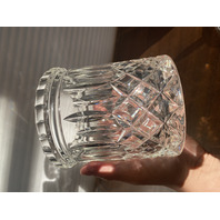 STUNNING VTG Crystal Diamond Pattern HEAVY Lidded Biscuit Jar 6.75"H