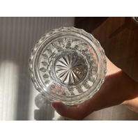 STUNNING VTG Crystal Diamond Pattern HEAVY Lidded Biscuit Jar 6.75"H