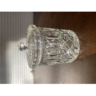 STUNNING VTG Crystal Diamond Pattern HEAVY Lidded Biscuit Jar 6.75"H