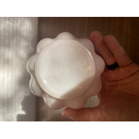 BEAUTIFUL VTG FENTON Pink/White Silver Crest Ruffled Rim Glass Melon Vase 5.5"H