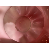 BEAUTIFUL VTG FENTON Pink/White Silver Crest Ruffled Rim Glass Melon Vase 5.5"H