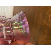 BEAUTIFUL Pink Iridescent Art Glass Angel Figurine W/Gold Butterfly & LABEL 6"H