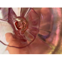 BEAUTIFUL Pink Iridescent Art Glass Angel Figurine W/Gold Butterfly & LABEL 6"H