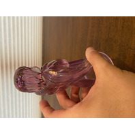 BEAUTIFUL Pink Iridescent Art Glass Angel Figurine W/Gold Butterfly & LABEL 6"H