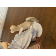 VTG MARIANNES PORCELAIN Clown W/Dog Glossy Porcelain Figurine 7.5"H