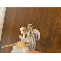 VTG MARIANNES PORCELAIN Clown W/Dog Glossy Porcelain Figurine 7.5"H