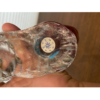 STUNNING MURANO Multicolored Two Fish On Pedestal Glass Sculpture W/LABEL 8.25"H