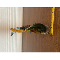 STUNNING MURANO Multicolored Two Fish On Pedestal Glass Sculpture W/LABEL 8.25"H