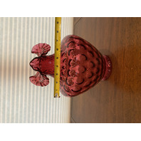 STUNNING LARGE/WIDE VTG FENTON Cranberry Dot Optic Art Glass Vase 11.25"H