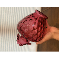 STUNNING LARGE/WIDE VTG FENTON Cranberry Dot Optic Art Glass Vase 11.25"H