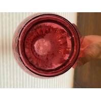 STUNNING LARGE/WIDE VTG FENTON Cranberry Dot Optic Art Glass Vase 11.25"H