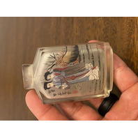 BEAUTIFUL VTG Chinese Reverse PAINTED Snuff Bottle "SHI NU" "JIAZI Year 3.5"H