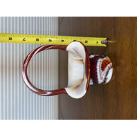 BEAUTIFUL VTG Multicolored Slag Glass UNIQUE DESIGN Basket 7'H