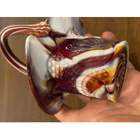 BEAUTIFUL VTG Multicolored Slag Glass UNIQUE DESIGN Basket 7'H