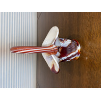 BEAUTIFUL VTG Multicolored Slag Glass UNIQUE DESIGN Basket 7'H