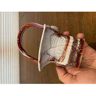 BEAUTIFUL VTG Multicolored Slag Glass UNIQUE DESIGN Basket 7'H