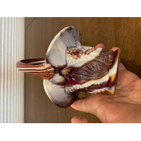 BEAUTIFUL VTG Multicolored Slag Glass UNIQUE DESIGN Basket 7'H