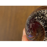 STUNNING VTG MURANO Spiral/Swirl Art Glass Paperweight W/Gold/Silver Specs 3.5"H