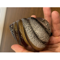 STUNNING VTG MURANO Spiral/Swirl Art Glass Paperweight W/Gold/Silver Specs 3.5"H