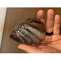 STUNNING VTG MURANO Spiral/Swirl Art Glass Paperweight W/Gold/Silver Specs 3.5"H