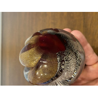 STUNNING VTG MURANO Spiral/Swirl Art Glass Paperweight W/Gold/Silver Specs 3.5"H