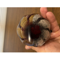 STUNNING VTG MURANO Spiral/Swirl Art Glass Paperweight W/Gold/Silver Specs 3.5"H