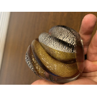 STUNNING VTG MURANO Spiral/Swirl Art Glass Paperweight W/Gold/Silver Specs 3.5"H