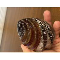 STUNNING VTG MURANO Spiral/Swirl Art Glass Paperweight W/Gold/Silver Specs 3.5"H