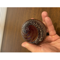 STUNNING VTG MURANO Spiral/Swirl Art Glass Paperweight W/Gold/Silver Specs 3.5"H