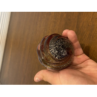 STUNNING VTG MURANO Spiral/Swirl Art Glass Paperweight W/Gold/Silver Specs 3.5"H