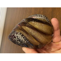 STUNNING VTG MURANO Spiral/Swirl Art Glass Paperweight W/Gold/Silver Specs 3.5"H