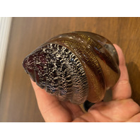 STUNNING VTG MURANO Spiral/Swirl Art Glass Paperweight W/Gold/Silver Specs 3.5"H